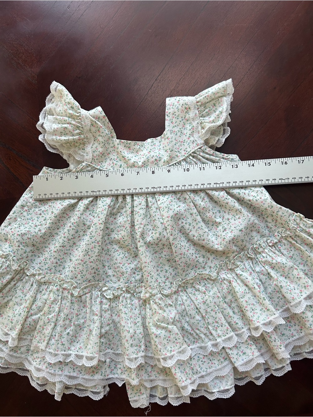 Vintage Bryan Girls Floral Prairie Dress Lace Ruffle Made in USA 80s 90s Cottage - Picture 4 of 6